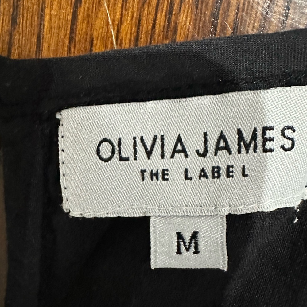 Olivia James The Label Women's Black Cotton Maxi Dress Medium Lined Puff Sleeve - Picture 5 of 9